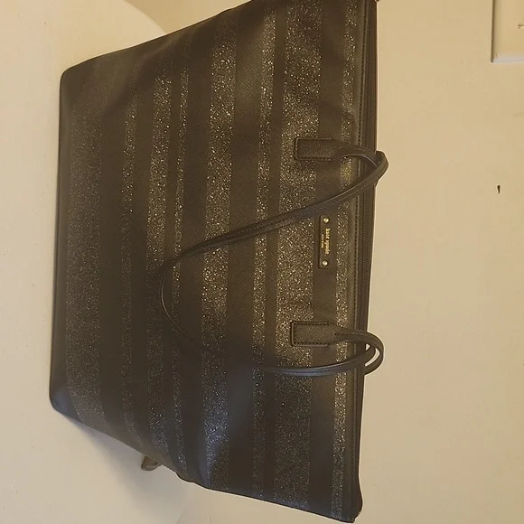 Kate Spade Black Glitter Stripe Tote - Picture 2 of 4